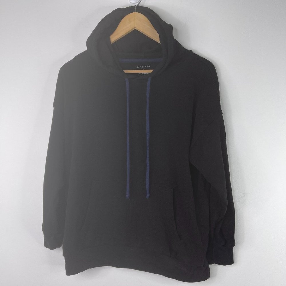 LANDS END Teen Youth Black Long Sleeve Hoodie Size XL
